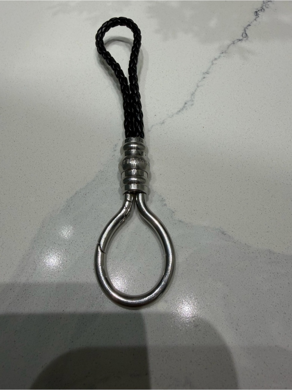 Montblanc Black Braided Leather Key Holder with Silver Hook